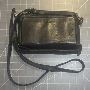 Minooy Eirene Crossbody Bag Black Leather Organizer